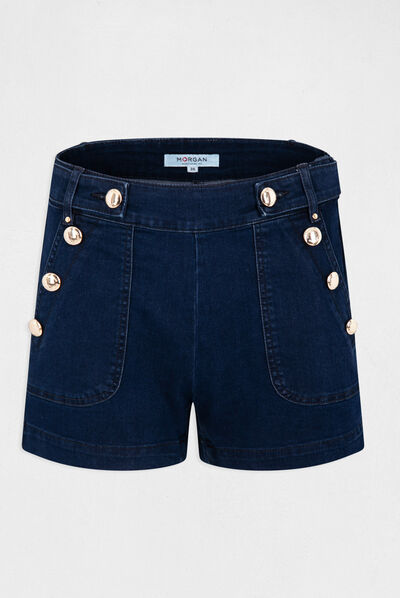 Short avec boutons jean brut femme