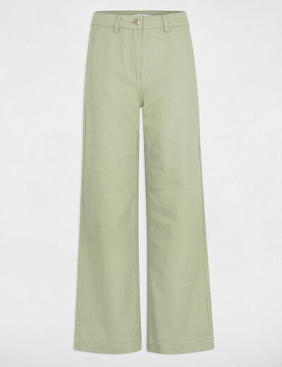 Jeans jambe large vert clair femme