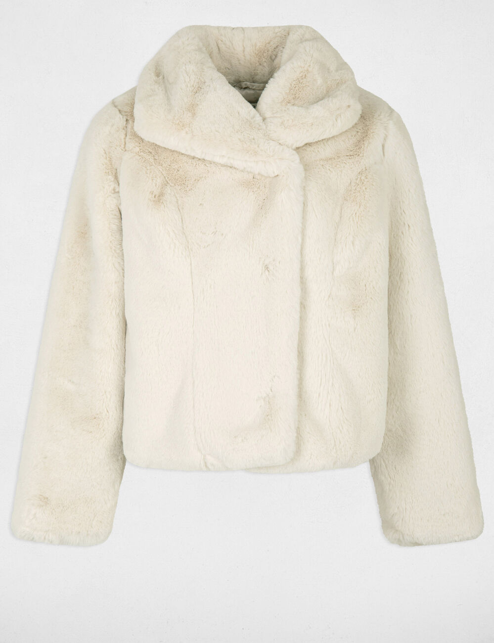 Manteau imitation fourrure ivoire femme