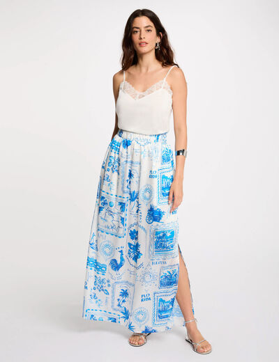 Lange rok met print meerkleurig vrouw