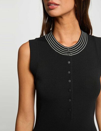 Robe tricot cintr&eacute;e noir femme