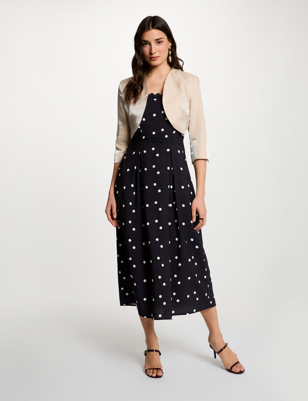 Bol&eacute;ro ajust&eacute; manches 3/4 beige clair femme