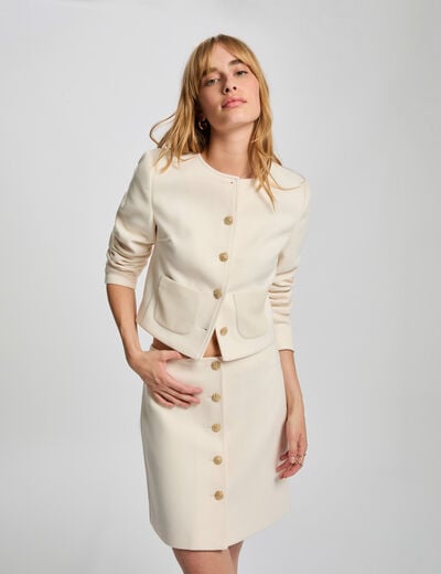 Nauwsluitende korte rok ivoor vrouw