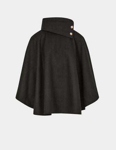 Poncho met opstaande kraag zwart vrouw