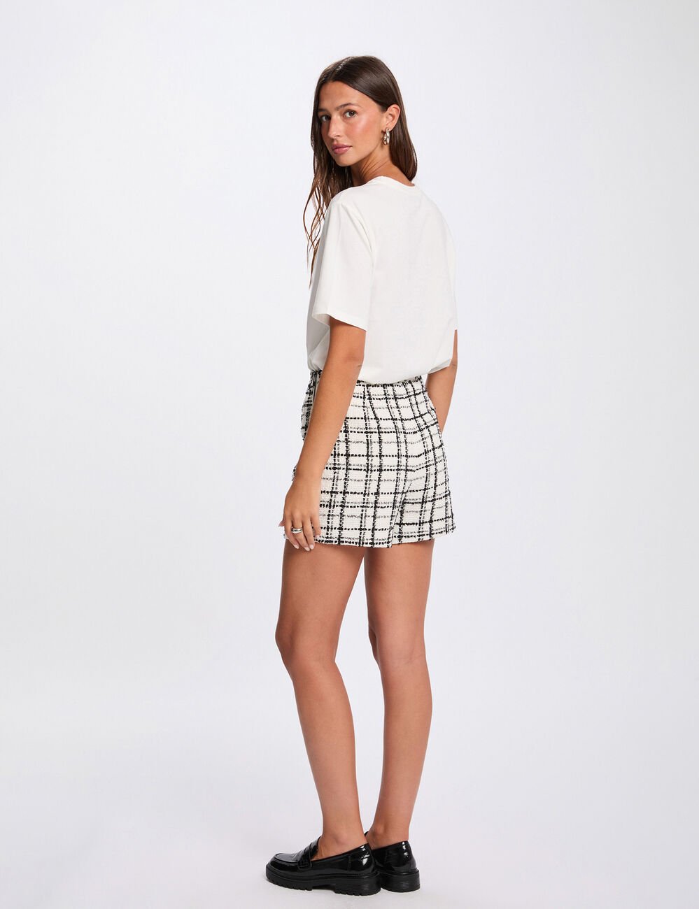 Recht T-shirt met korte mouwen helder wit vrouw