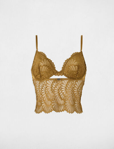 Crop top dentelle bretelles fines bronze femme