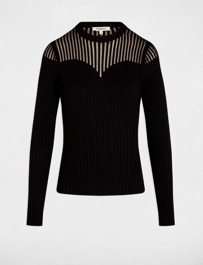Pull manches longues noir femme