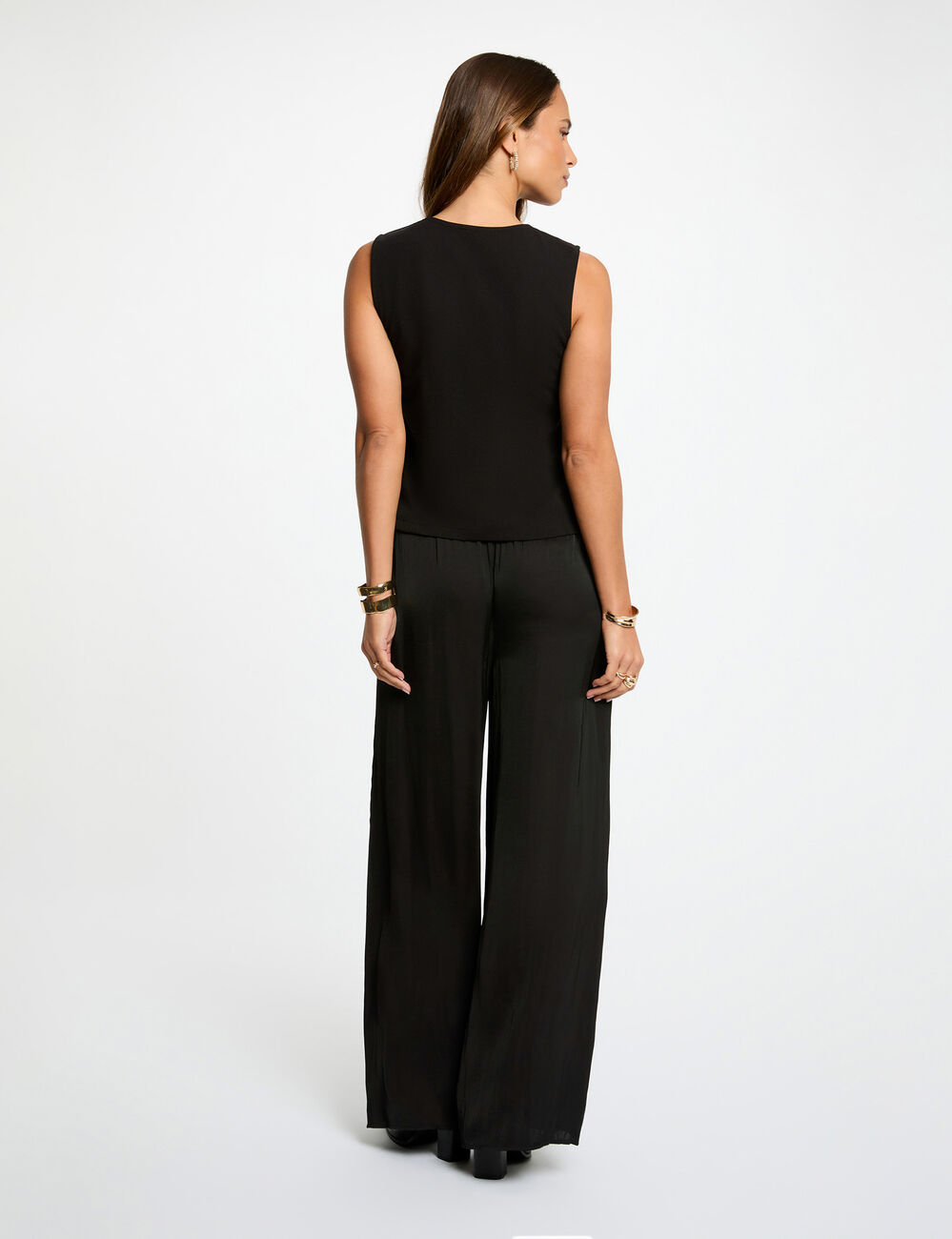 Gilet sans manches col v noir femme