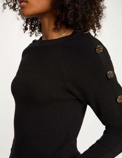 Pull col bateau noir femme