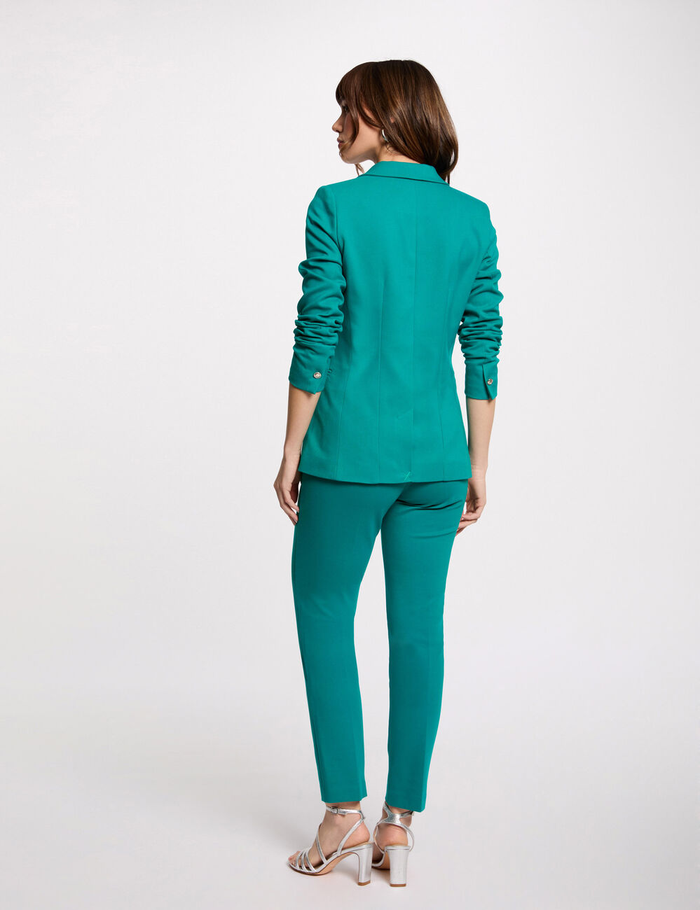 Blazer met getailleerde pasvorm turkooisblauw vrouw