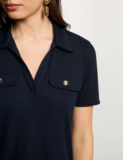 T-shirt met korte mouwen marineblauw vrouw