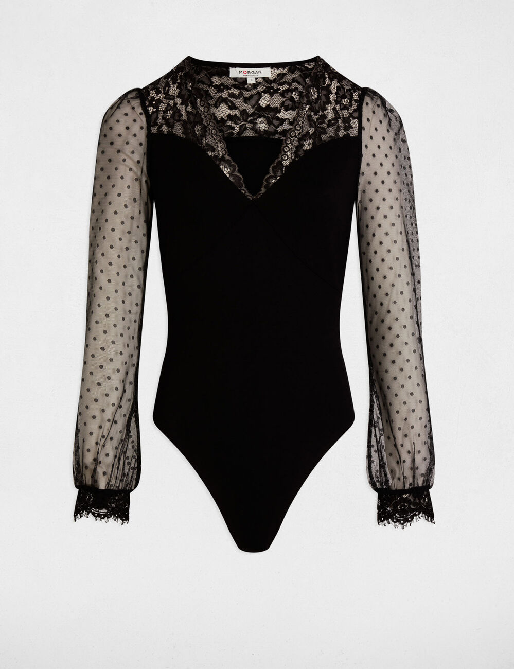 Body met lange mouwen zwart vrouw