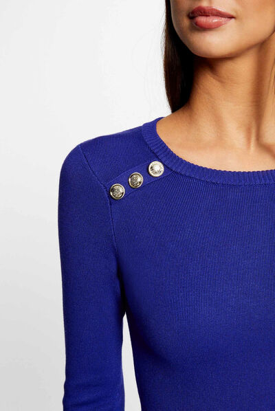 Getailleerde jurk met lange mouwen blauw medium vrouw