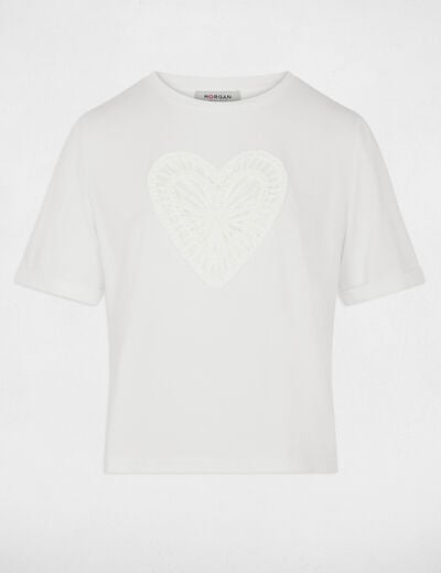 Recht T-shirt met korte mouwen helder wit vrouw
