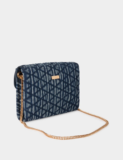 Sac bandouli&egrave;re matelass&eacute; denim stone femme