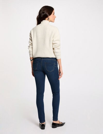 Slim fit jeans standaardmaat ruw denim vrouw