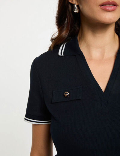 Getailleerd poloshirt marineblauw vrouw
