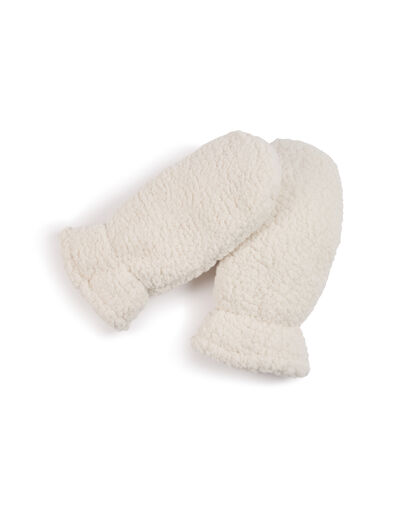 Moufles imitation fourrure ivoire femme