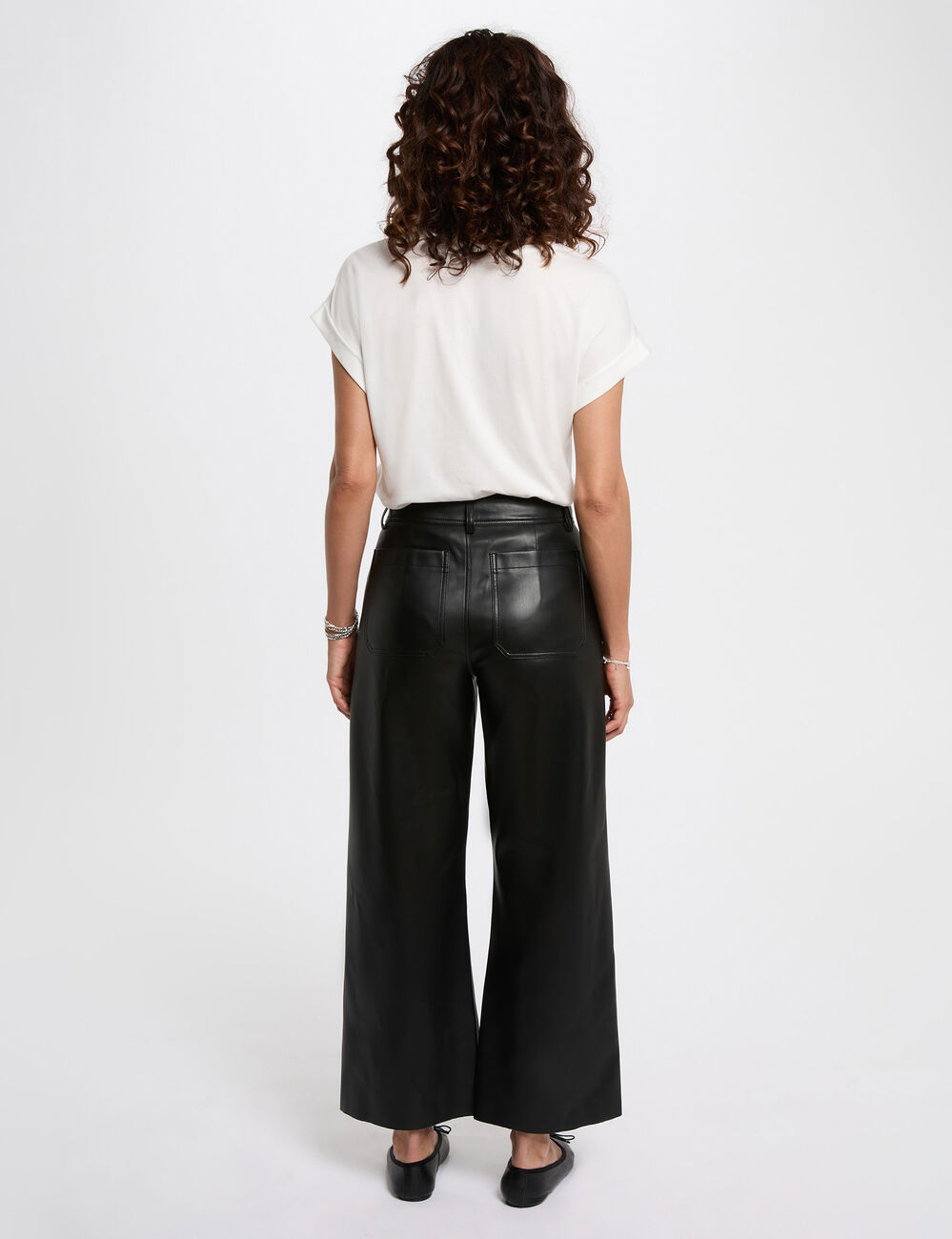 Kort T-shirt met strass helder wit vrouw