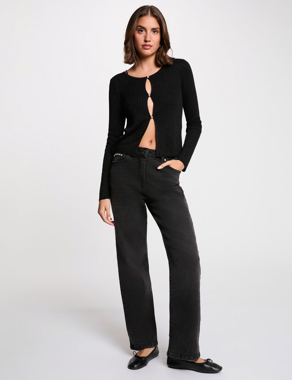 Gilet manches longues noir femme