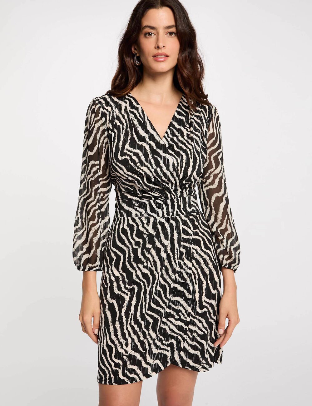 Robe portefeuille imprimée multicolore femme