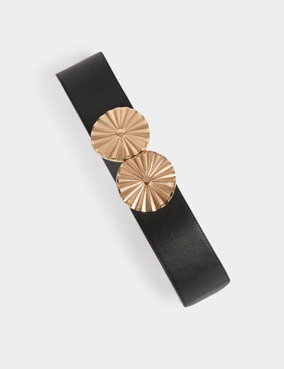 Ceinture élastiquée à boucles noir femme