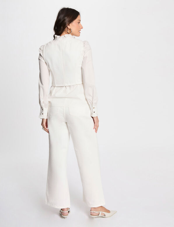 veston sans manches jean blanc femme Veston sans manches jean blanc femme
