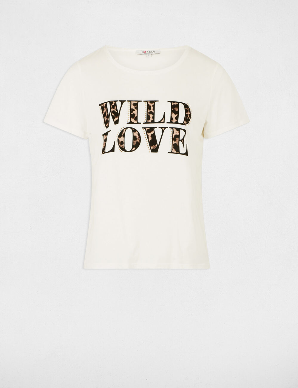 T-shirt met opschrift helder wit vrouw
