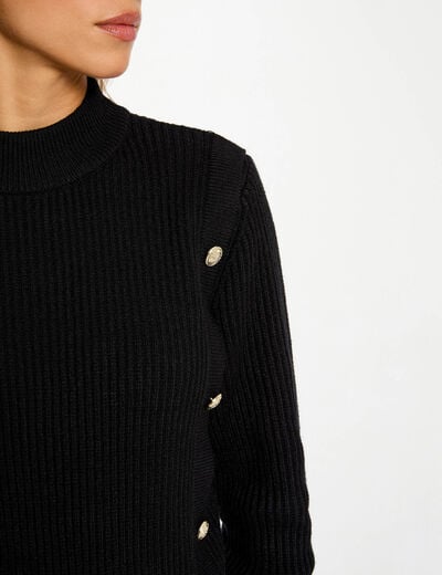 Pull court col roulé noir femme