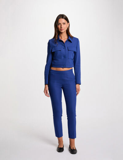 7/8 broek met ceintuur bleu electrique vrouw