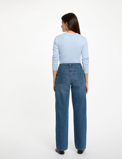 Pull ajusté col polo bleu ciel femme