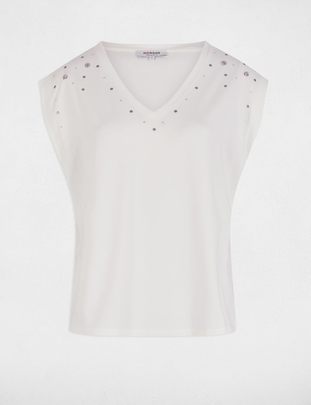 T-shirt met korte mouwen helder wit vrouw