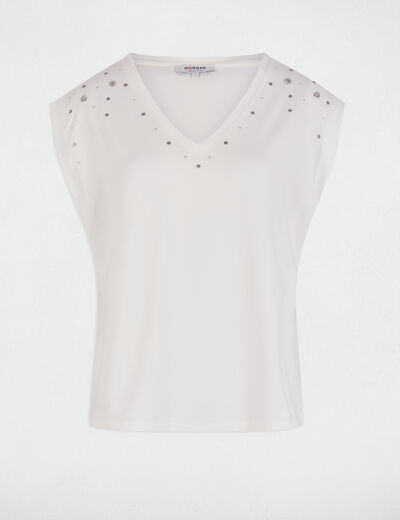 T-shirt met korte mouwen helder wit vrouw