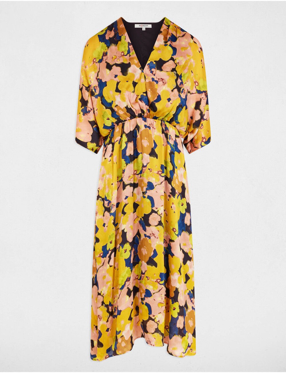 Rechte midi-jurk met bloemenprint meerkleurig vrouw