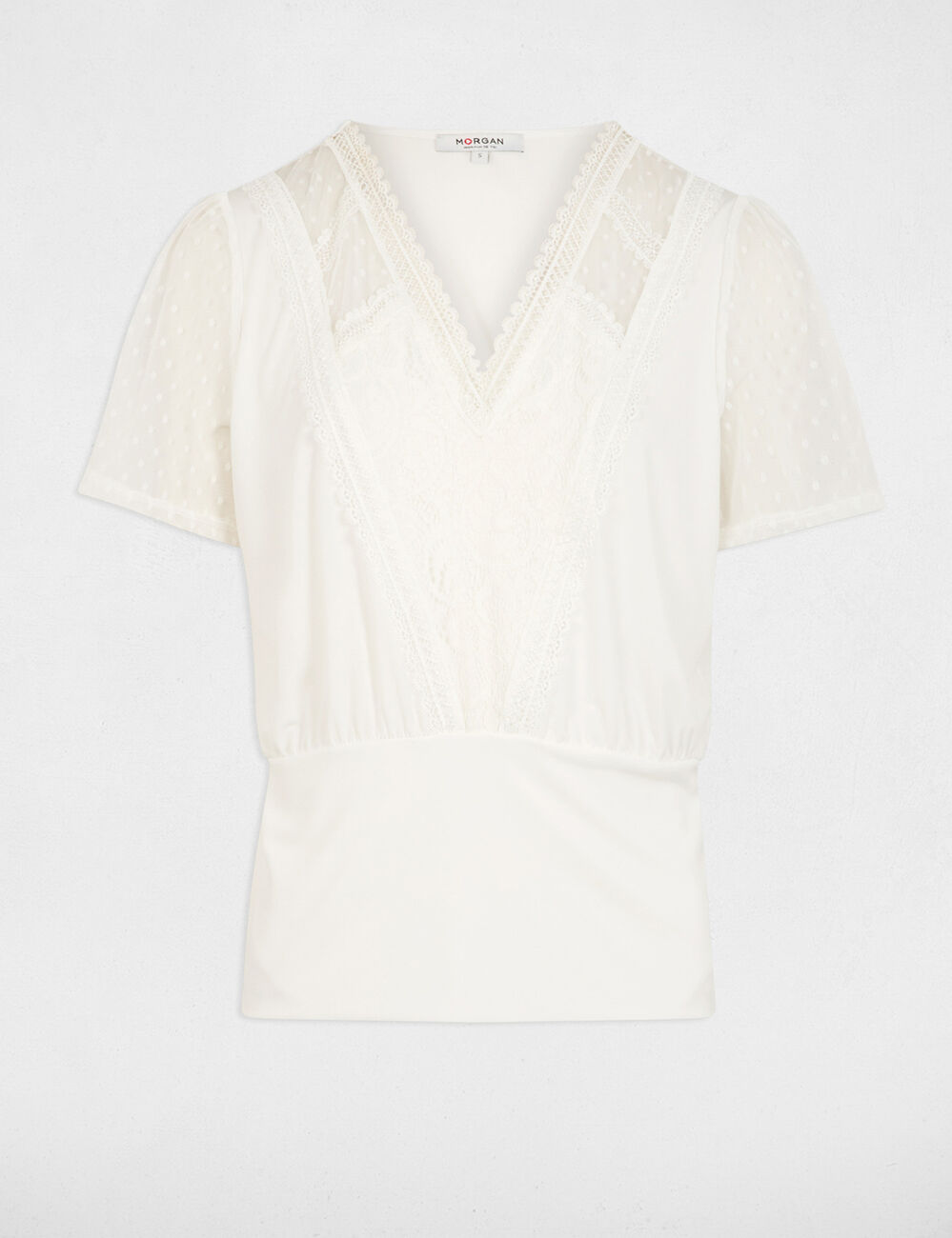 T-shirt met korte mouwen helder wit vrouw