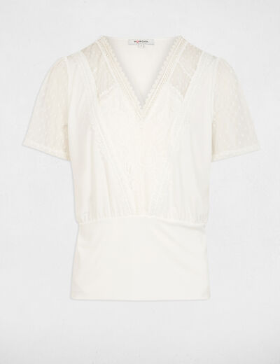 T-shirt met korte mouwen helder wit vrouw