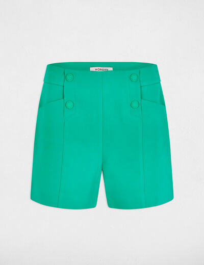 Rechte short met plooien emerald groen vrouw