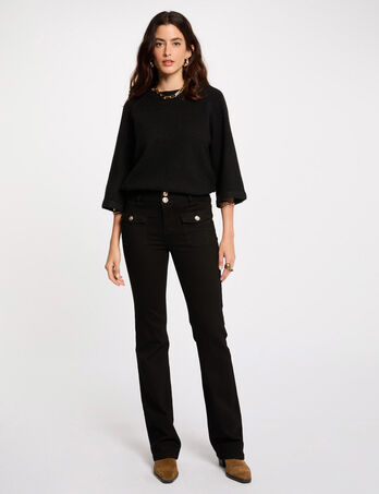 Bootcut jeans met klepzakken zwart vrouw