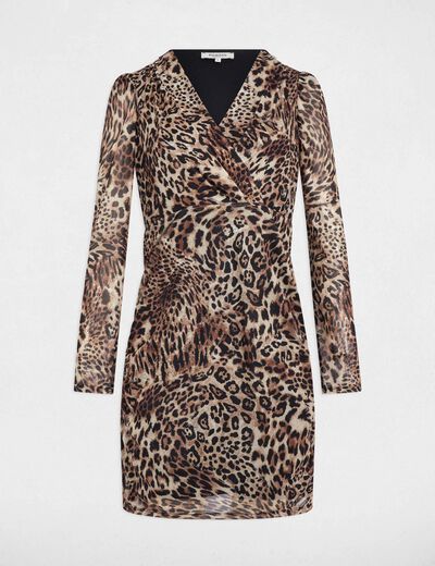 Robe courte ajustée imprimée multicolore femme