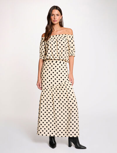 Vloeiende bardot-top meerkleurig vrouw