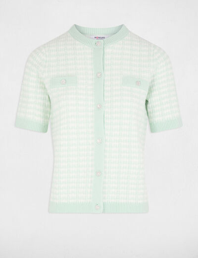 Vest met korte mouwen en print lichtgroen vrouw