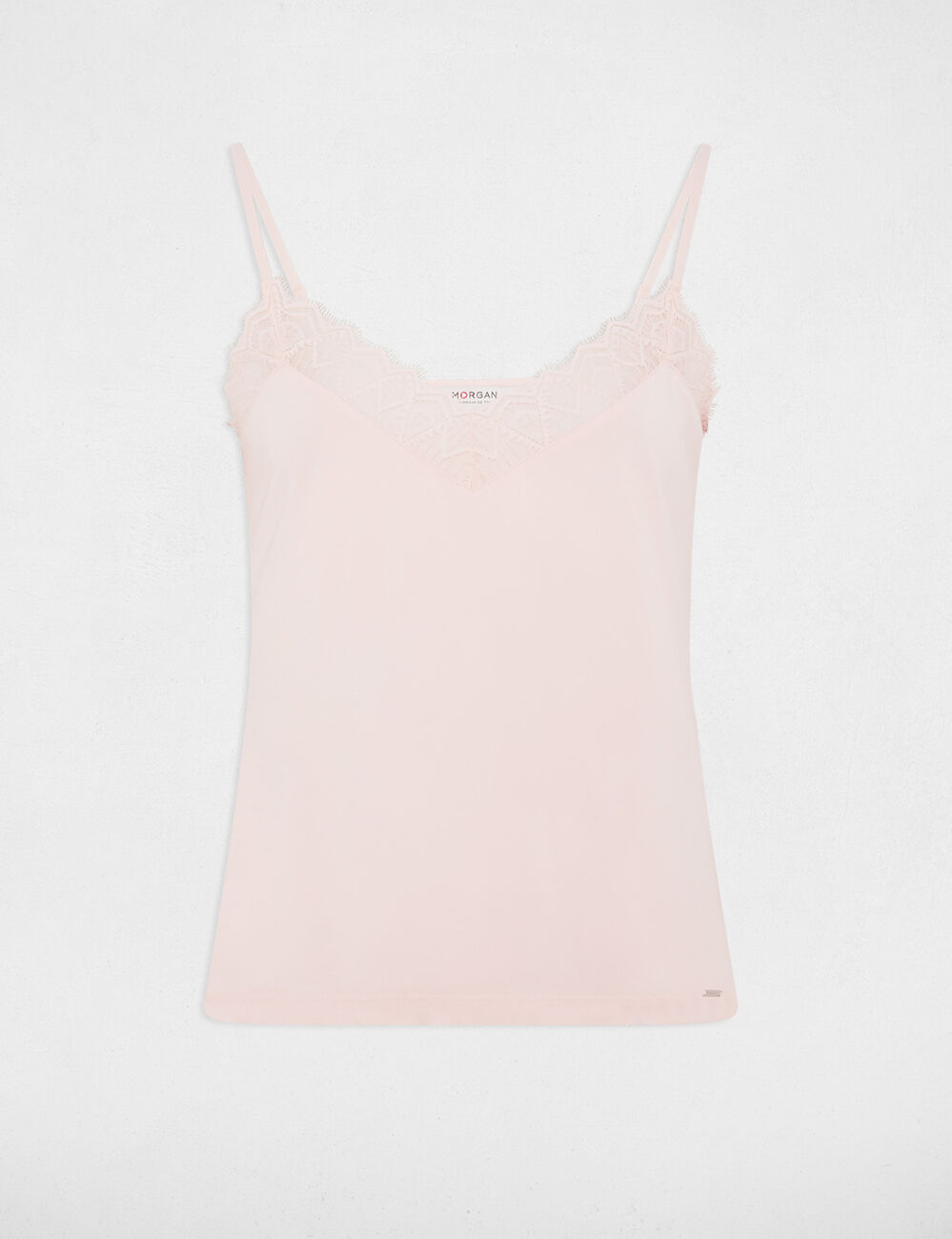 D&eacute;bardeur &agrave; dentelle rose clair femme