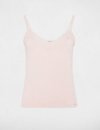 D&eacute;bardeur &agrave; dentelle rose clair femme