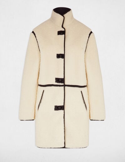 Oversized pluizige jas beige vrouw