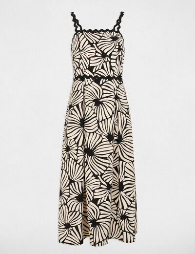 Robe midi droite imprimée multicolore femme