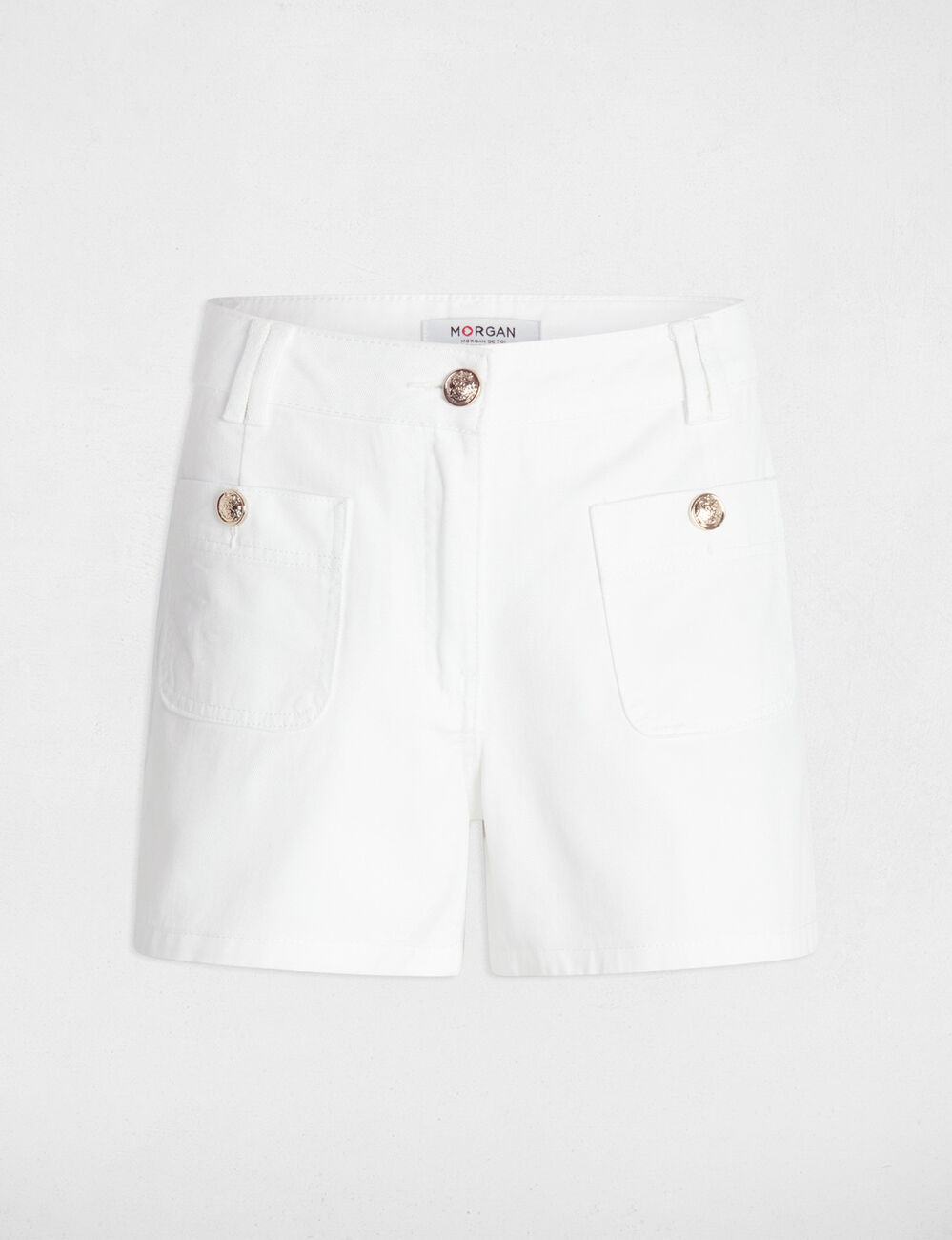 Short taille haute en jean blanc femme
