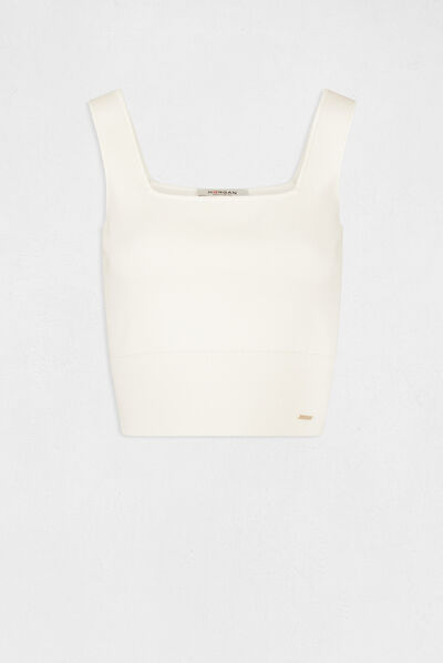 Pullover tanktop met brede bandjes ecru vrouw
