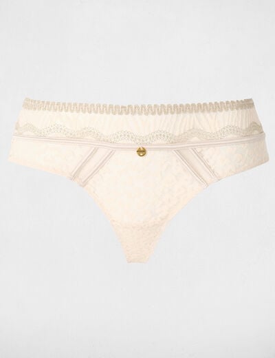 Shorty dentelle beige femme