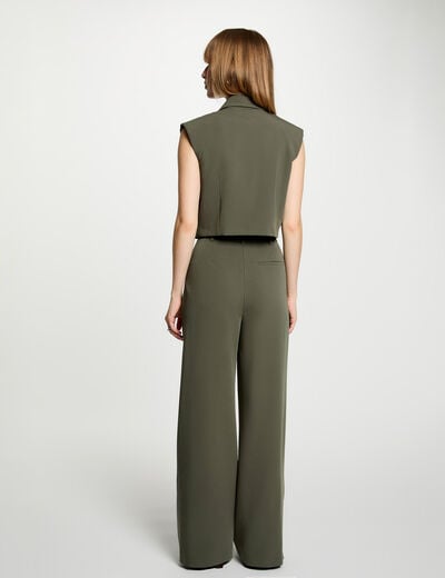 Hoge taille brede broek brons vrouw