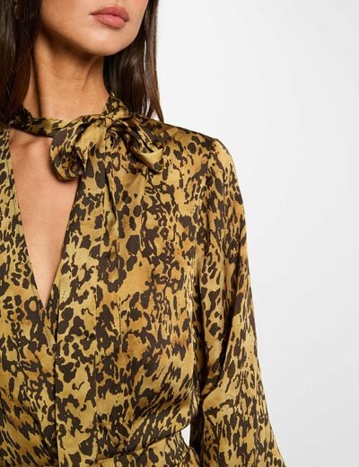 Robe courte satinée multicolore femme